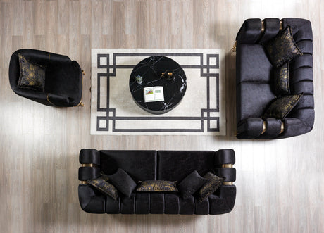 Santana Black Velvet Sofa view 4