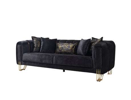 Santana Black Velvet Sofa view 5