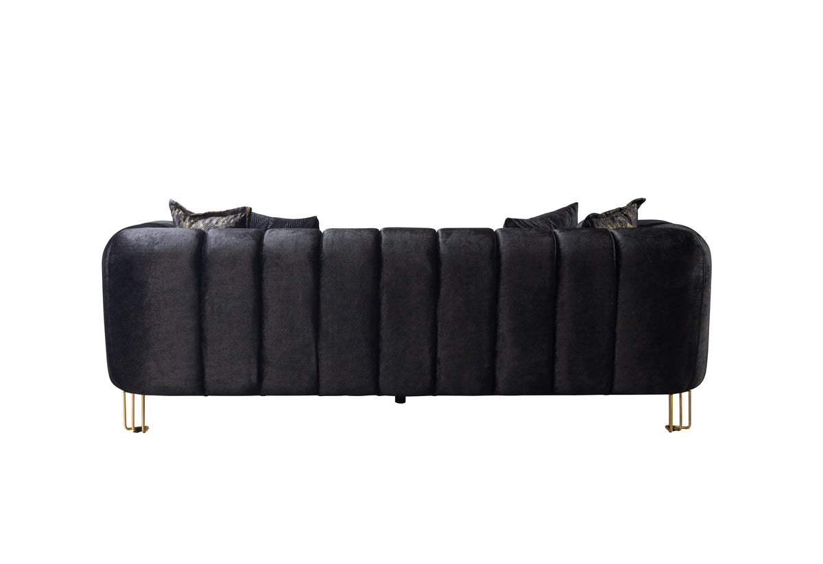 Santana Black Velvet Sofa view 6