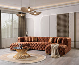 Seva Orange Velvet Double Chaise 138" Sectional
