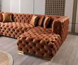 Seva Orange Velvet Double Chaise 138" Sectional