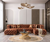 Seva Orange Velvet Double Chaise 138" Sectional