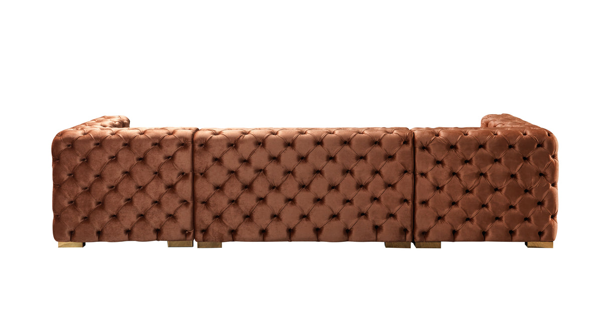 Seva Orange Velvet Double Chaise 138" Sectional