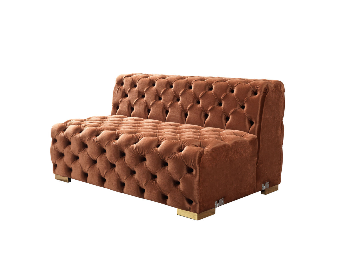 Seva Orange Velvet Double Chaise 138" Sectional