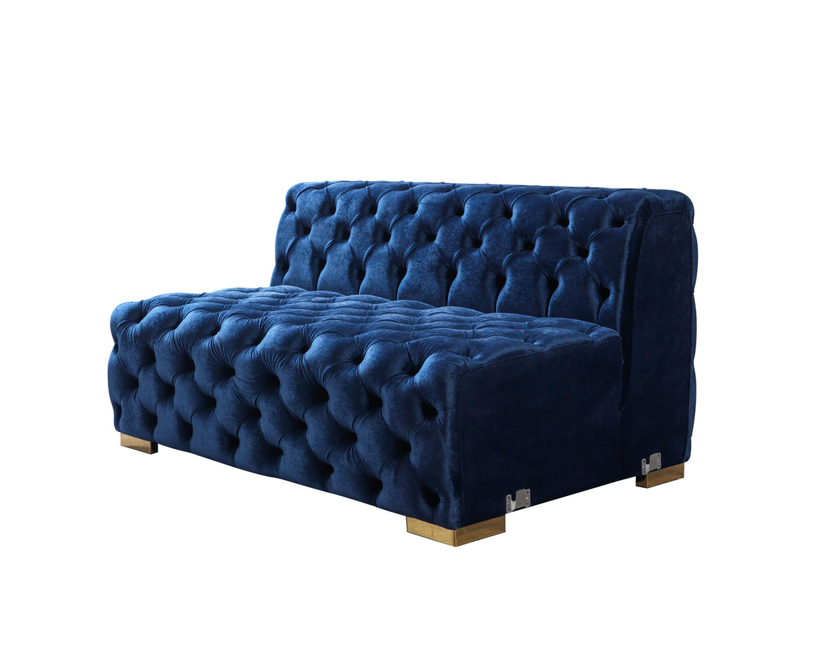 Seva Blue Velvet Double Chaise 138" Sectional