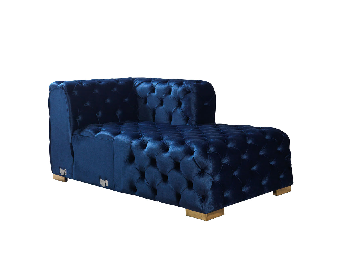 Seva Blue Velvet Double Chaise 138" Sectional