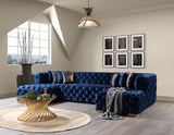 Seva Blue Velvet Double Chaise 138" Sectional