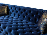 Seva Blue Velvet Double Chaise 138" Sectional