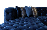 Seva Blue Velvet Double Chaise 138" Sectional