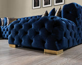 Seva Blue Velvet Double Chaise 138" Sectional