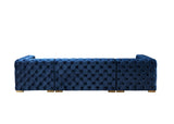 Seva Blue Velvet Double Chaise 138" Sectional