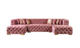 Seva Pink Velvet Double Chaise 138" Sectional