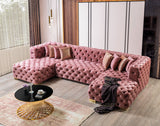 Seva Pink Velvet Double Chaise 138" Sectional