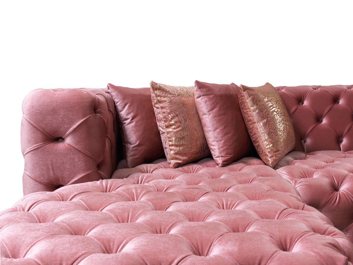 Seva Pink Velvet Double Chaise 138" Sectional