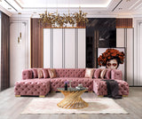 Seva Pink Velvet Double Chaise 138" Sectional