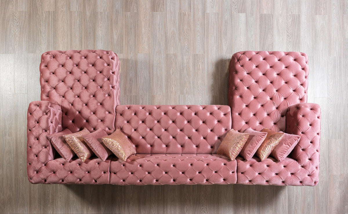 Seva Pink Velvet Double Chaise 138" Sectional