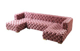 Seva Pink Velvet Double Chaise 138" Sectional