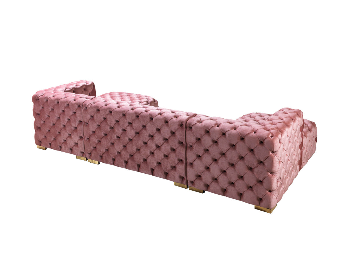 Seva Pink Velvet Double Chaise 138" Sectional