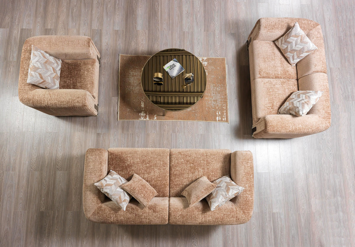 Ameena Coffee Boucle Sofa 93" & Loveseat 71"
