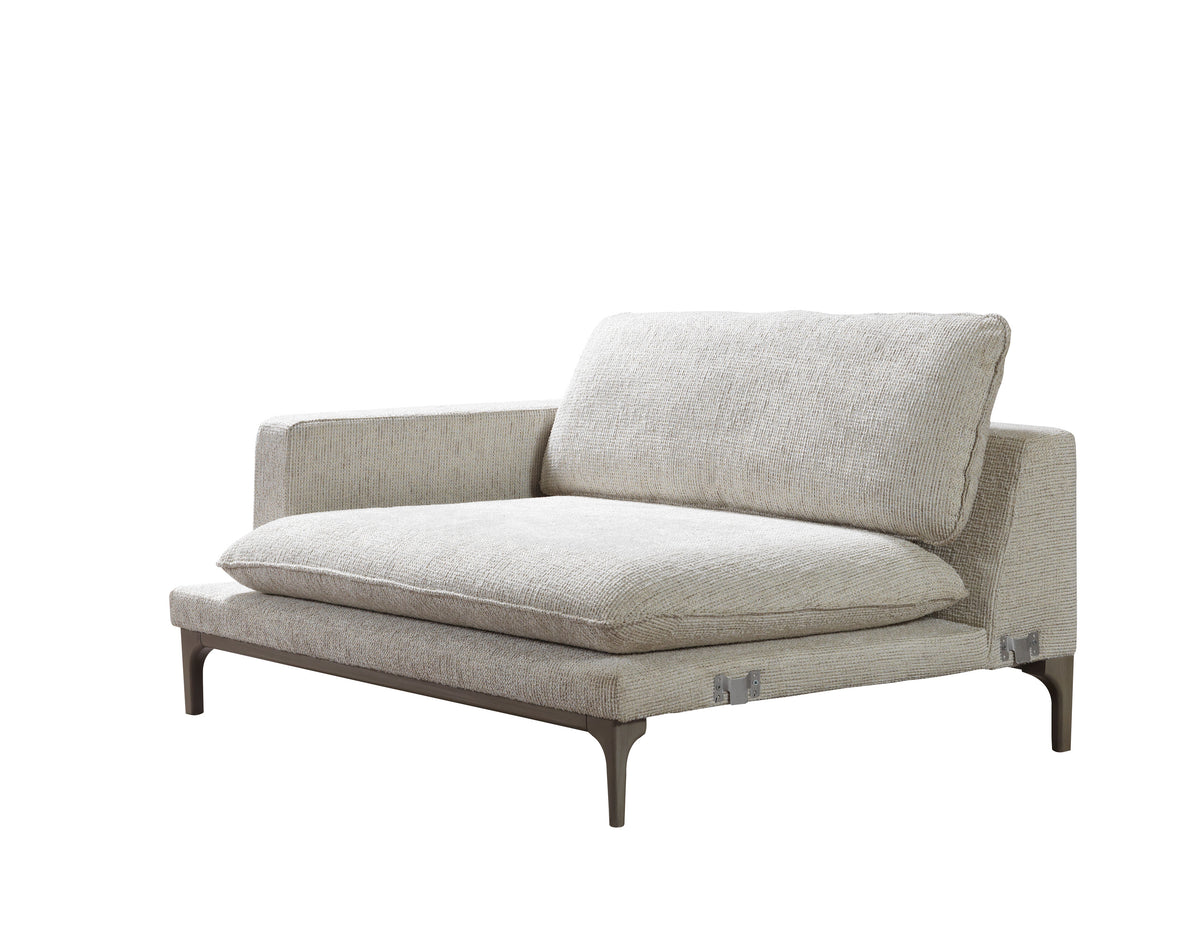 Alexis Ivory Linen 3-Piece Curved 126" Sectional with Ottoman