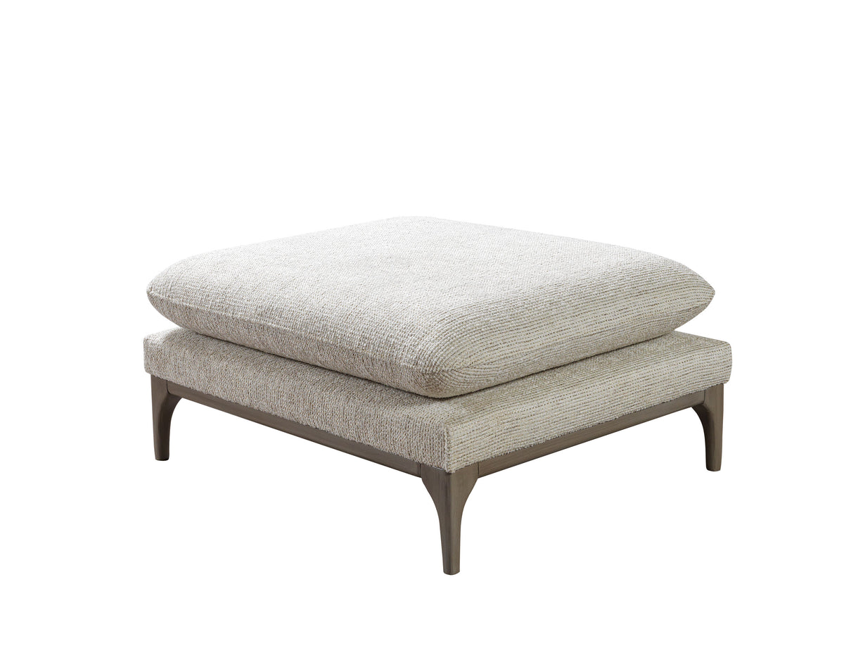 Alexis Ivory Linen 3-Piece Curved 126" Sectional with Ottoman