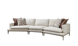Alexis Ivory Linen 3-Piece Curved 126" Sectional with Ottoman