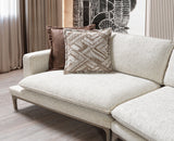 Alexis Ivory Linen 3-Piece Curved 126" Sectional with Ottoman