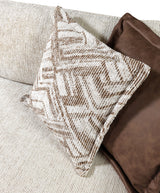 Alexis Ivory Linen 3-Piece Curved 126" Sectional with Ottoman