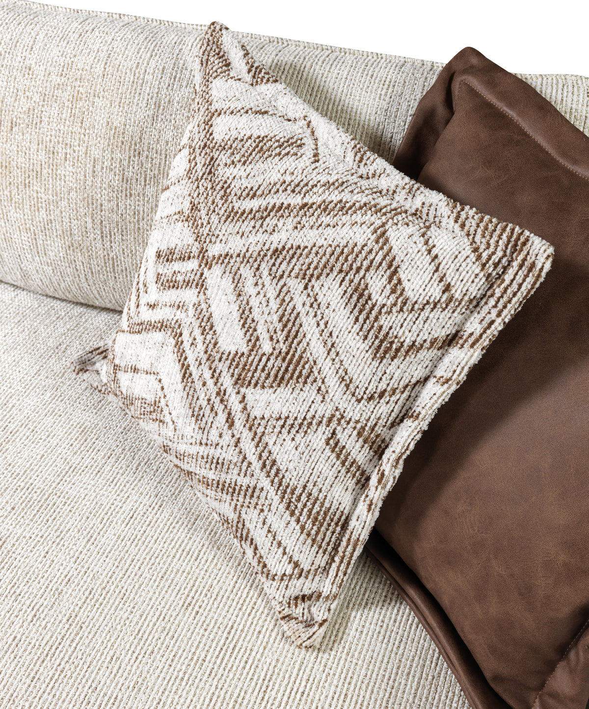 Alexis Ivory Linen 3-Piece Curved 126" Sectional with Ottoman