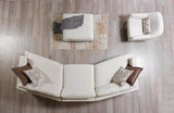 Alexis Ivory Linen 3-Piece Curved 126" Sectional with Ottoman