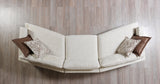 Alexis Ivory Linen 3-Piece Curved 126" Sectional with Ottoman