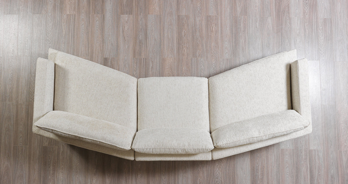 Alexis Ivory Linen 3-Piece Curved 126" Sectional with Ottoman