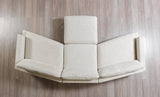 Alexis Ivory Linen 3-Piece Curved 126" Sectional with Ottoman