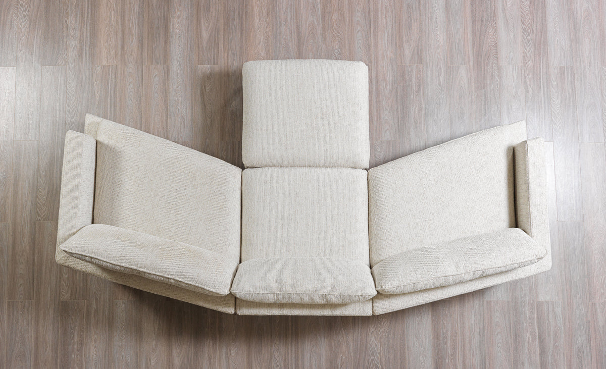 Alexis Ivory Linen 3-Piece Curved 126" Sectional with Ottoman