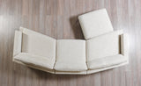 Alexis Ivory Linen 3-Piece Curved 126" Sectional with Ottoman