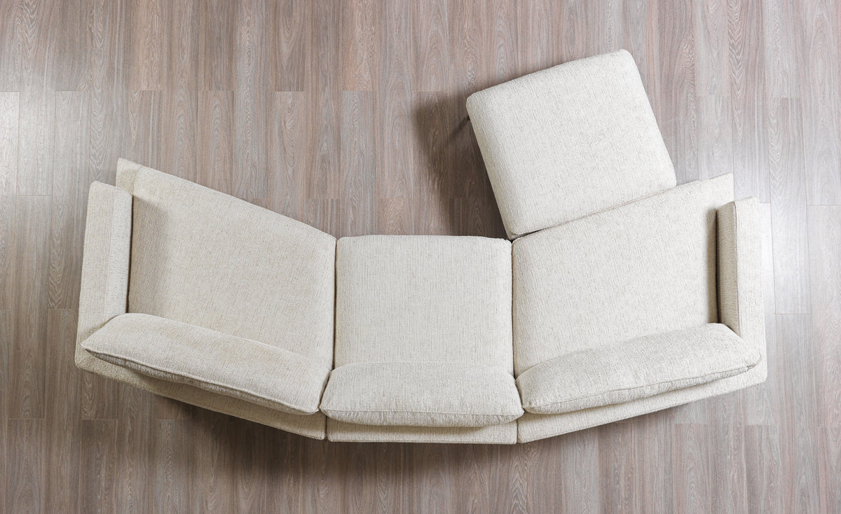 Alexis Ivory Linen 3-Piece Curved 126" Sectional with Ottoman