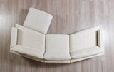 Alexis Ivory Linen 3-Piece Curved 126" Sectional with Ottoman