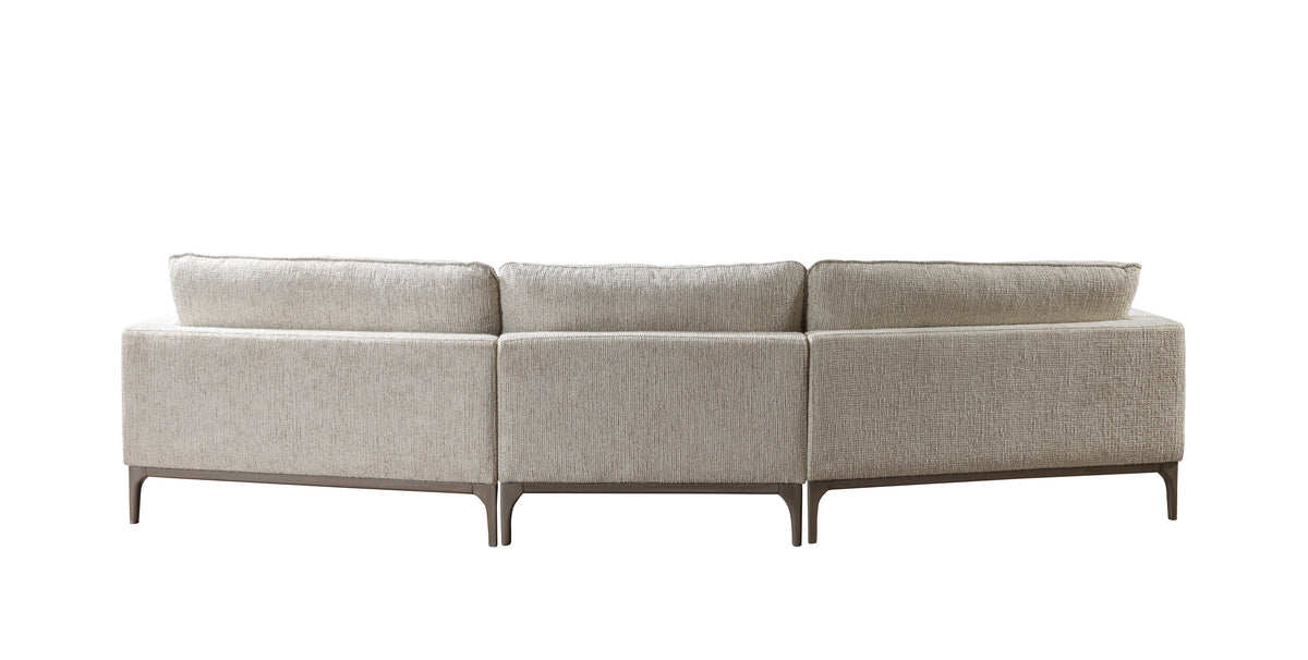 Alexis Ivory Linen 3-Piece Curved 126" Sectional with Ottoman