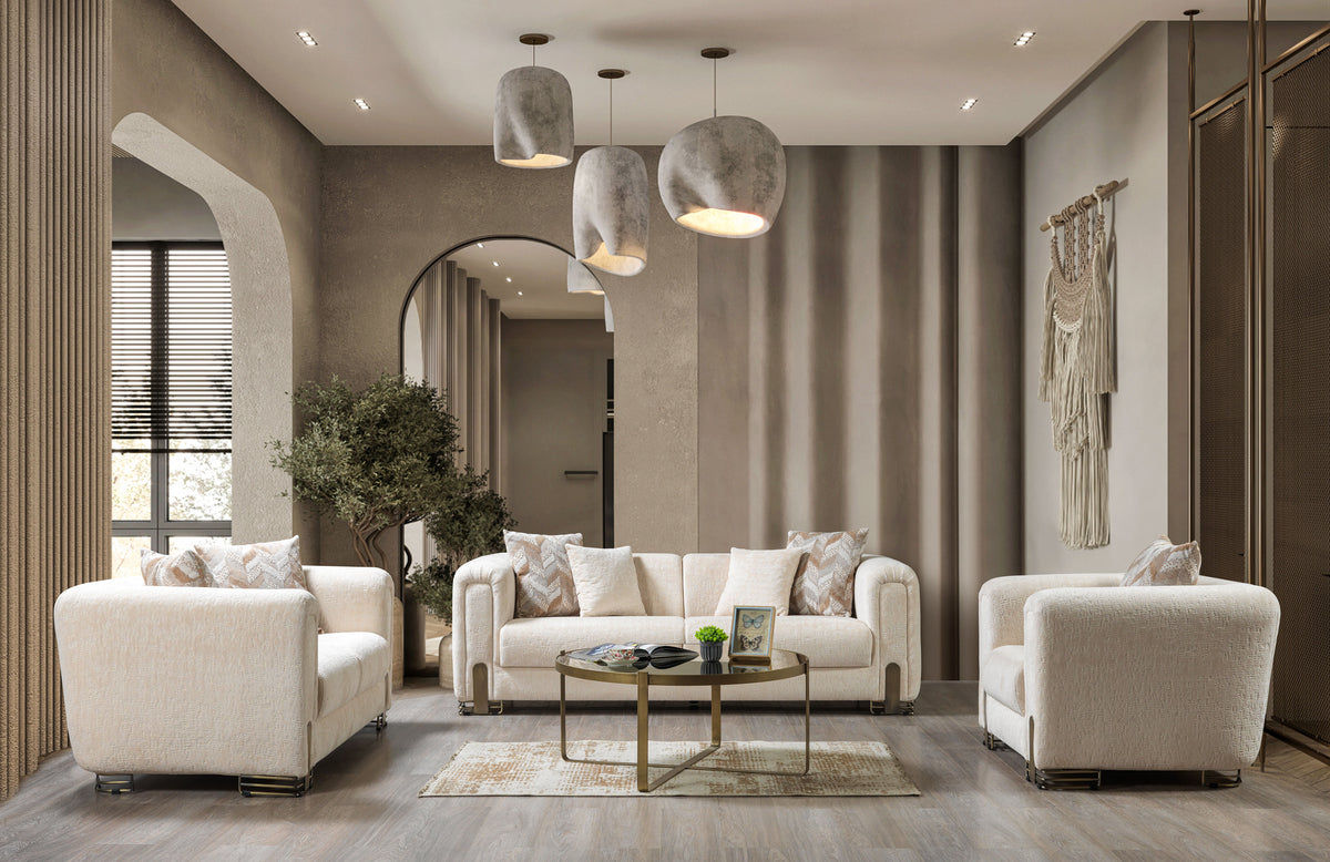 Ameena Ivory Boucle Sofa 93" & Loveseat 71"