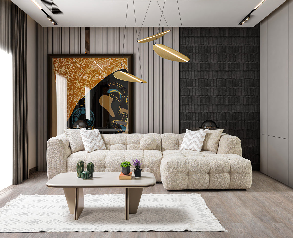 Lili Sand Boucle RAF 110" Sectional