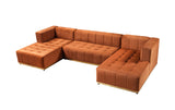 Amelia Orange Velvet Double Chaise 140" Sectional