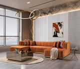 Amelia Orange Velvet Double Chaise 140" Sectional