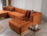 Amelia Orange Velvet Double Chaise 140" Sectional
