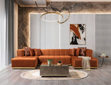 Amelia Orange Velvet Double Chaise 140" Sectional