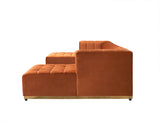 Amelia Orange Velvet Double Chaise 140" Sectional