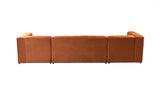 Amelia Orange Velvet Double Chaise 140" Sectional