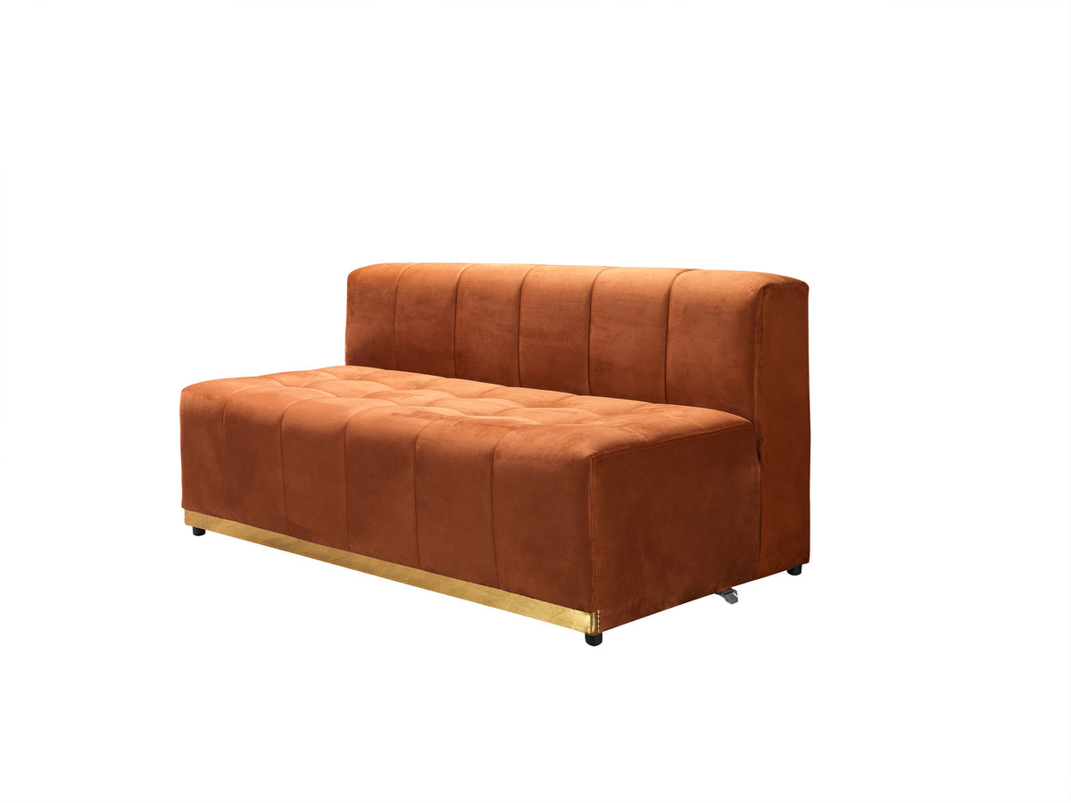 Amelia Orange Velvet Double Chaise 140" Sectional