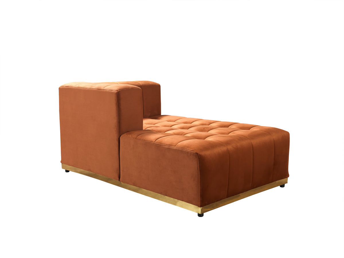 Amelia Orange Velvet Double Chaise 140" Sectional
