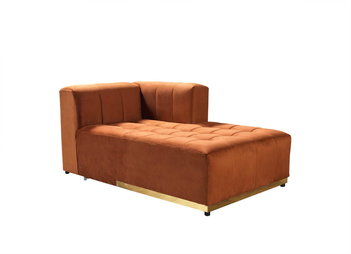 Amelia Orange Velvet Double Chaise 140" Sectional