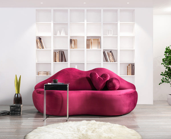 Audrey Maroon Velvet Loveseat 81"
